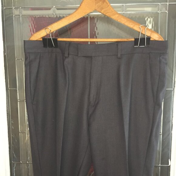 Cardinali Pants Men 38 x 30 Charcoal Gray Flat Front Straight Slacks Slim Fit - Picture 1 of 5